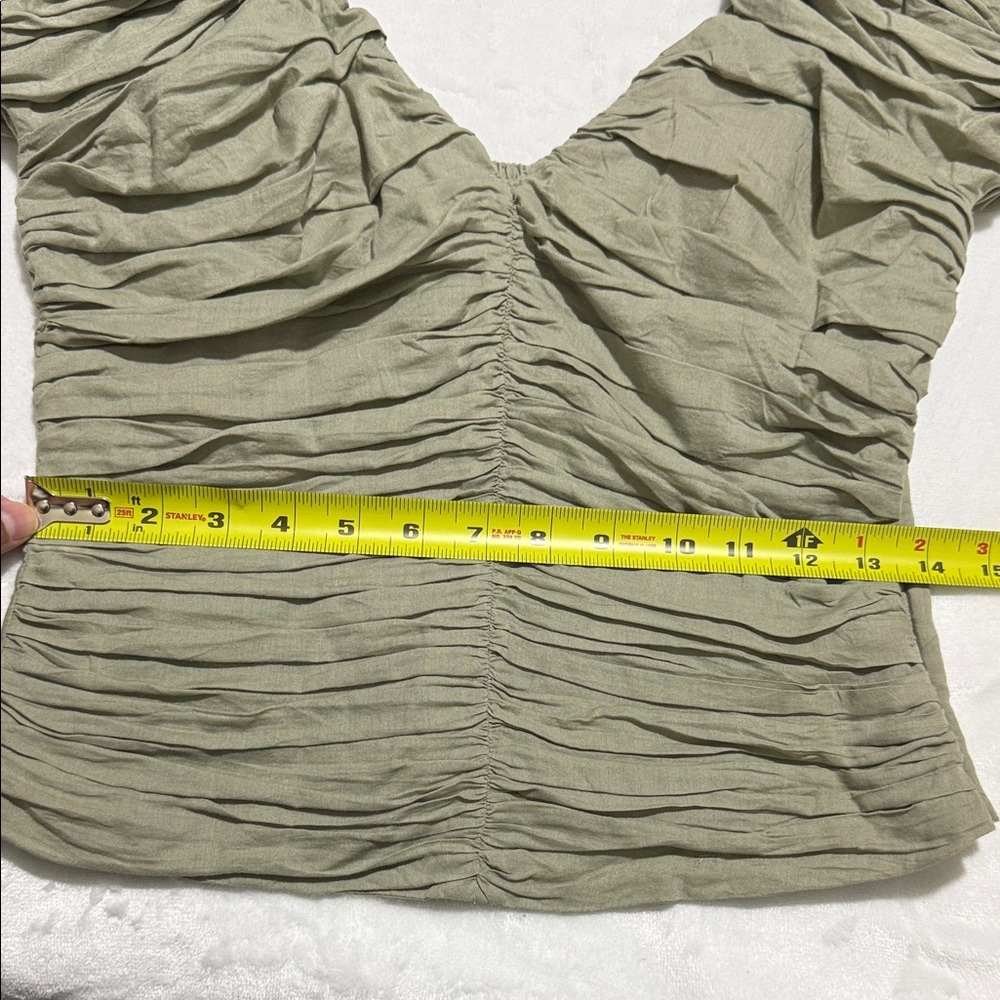 Abercrombie & Fitch Ruched Olive Blouse - Picture 11 of 13